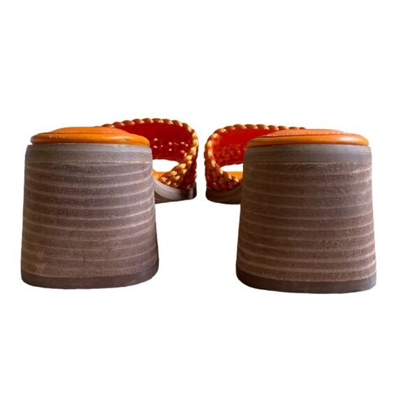 NEW Marc Fisher Jaxxon Square Toe Heeled Sandals Size 5.5 Orange Woven Strap - Picture 10 of 16